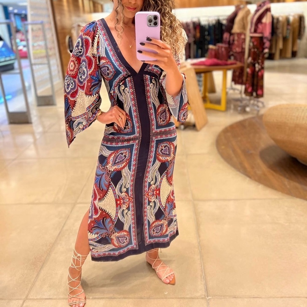 FARM Rio Vibrant Paisley Midi Dress Size S